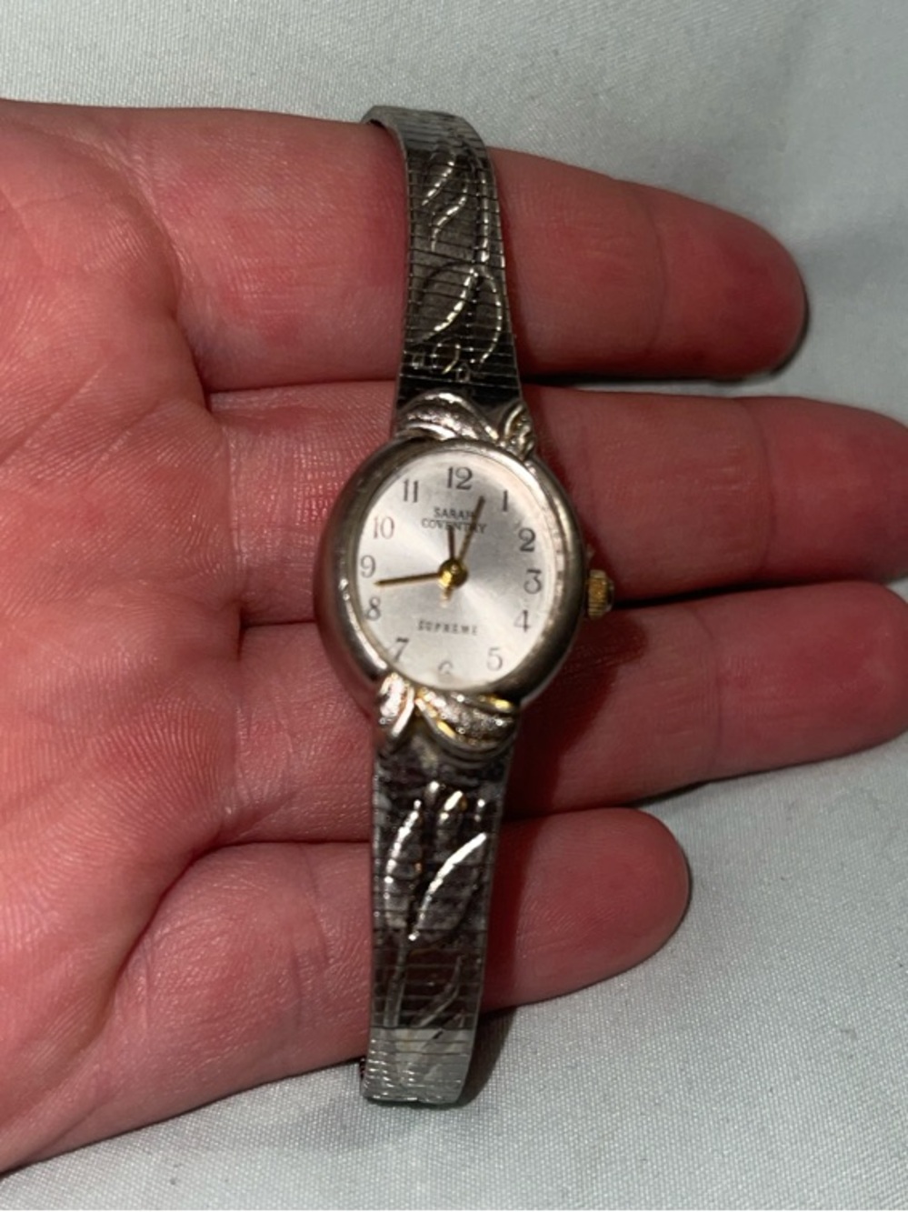 Sarah Coventry Silver-Tone Floral Ladies Watch